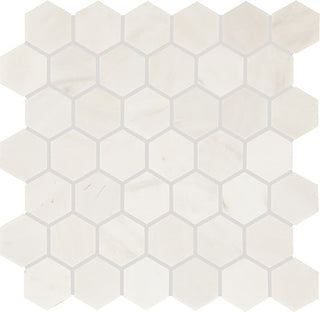 12x13 Eclessia Marble Hexagon Mosaic Natural-Look Honed Smooth Marble Tile