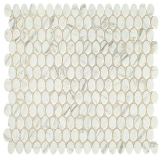 12x12 Statuette Oval Mosaic Marble-Look Matte Smooth Glass Tile