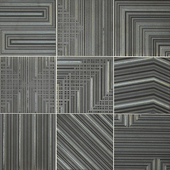 8x8 Geometric Fusion Abstract Pattern Linear Patterned Metallic-Look Matte Textured Porcelain Tile