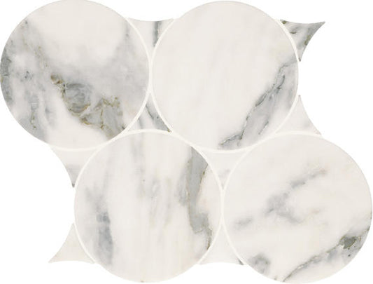 11x13 Eclessia Marble Circle Mosaic Natural-Look Polished Smooth Marble Tile