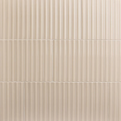 12x24 Luminique Natural Solid-Color Glossy 3D-Geometric Fluted Ceramic Tile