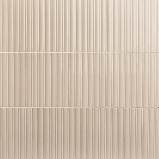 12x24 Luminique Natural Solid-Color Glossy 3D-Geometric Fluted Ceramic Tile