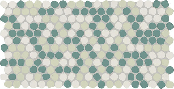 12x22 Keystones Organic Penny Round Dotted Mosaic Mixed-Color Matte Smooth Porcelain Tile