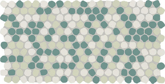 12x22 Keystones Organic Penny Round Dotted Mosaic Mixed-Color Matte Smooth Porcelain Tile