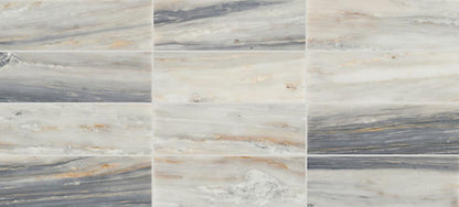 4x12 Gamma Intense Veining Natural Marble-Look Honed Smooth Stone Tile