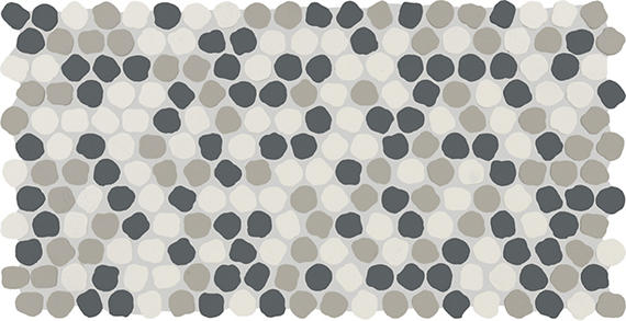 12x22 Keystones Organic Penny Round Dotted Mosaic Mixed-Color Matte Smooth Porcelain Tile