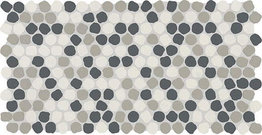 Sand Blend - 12x22 Keystones Organic Penny Round Dotted Mosaic Mixed-Color Matte Smooth Porcelain Tile