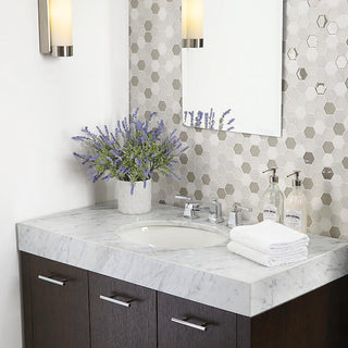 Cream White - 11x11 Idyllic Blends Hexagon Honeycomb Mosaic Mixed-Color Glossy Smooth Glass Tile