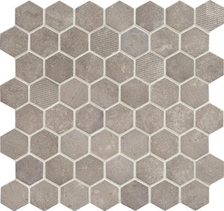 12x12 Vintage Hex Hexagon Mosaic Stone-Look Matte Textured Glass Tile