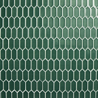 12x11 Luminique Picket Framed Mosaic Solid-Color Glossy Embossed Ceramic Tile