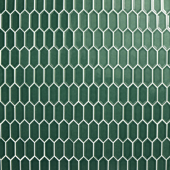 12x11 Luminique Picket Framed Mosaic Solid-Color Glossy Embossed Ceramic Tile