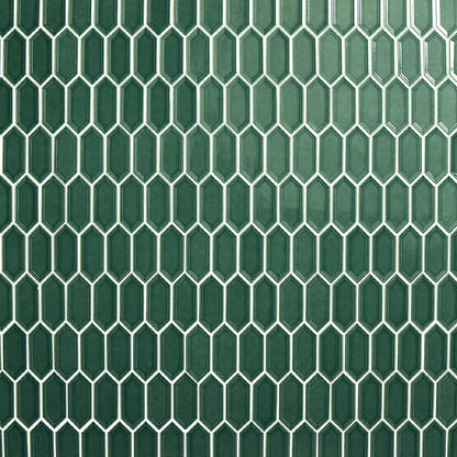 12x11 Luminique Picket Framed Mosaic Solid-Color Glossy Embossed Ceramic Tile
