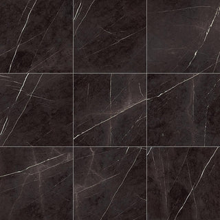 Black Marble - 24x24 Marble Attache Natural Marble-Look Satin Smooth Porcelain Tile