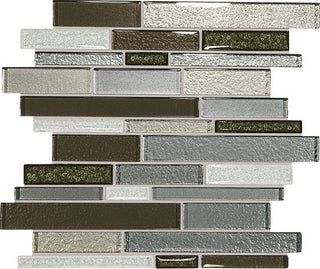 12x14 Crystal Shores Random Pattern Linear Mosaic Mixed-Color Glossy Smooth Glass Tile