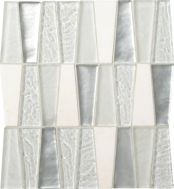 11x12 Regal Pendant Trapezoid Mosaic Mixed-Material Look Glossy Smooth Quartzite Tile