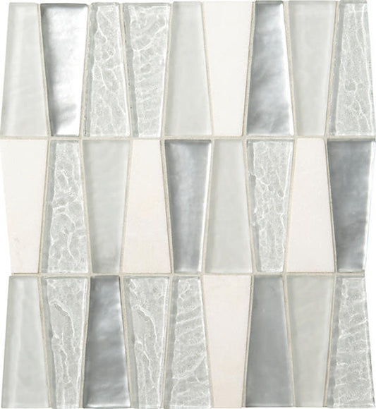 11x12 Regal Pendant Trapezoid Mosaic Mixed-Material Look Glossy Smooth Quartzite Tile