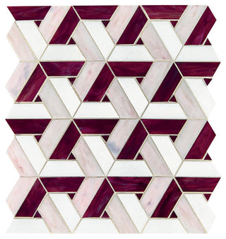 13x15 Vivify Trapezoid Mosaic Mixed-Color Glossy Smooth Glass Tile