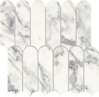 12x13 Eclessia Marble Scallop Fan Shell Mosaic Natural-Look Polished Smooth Marble Tile