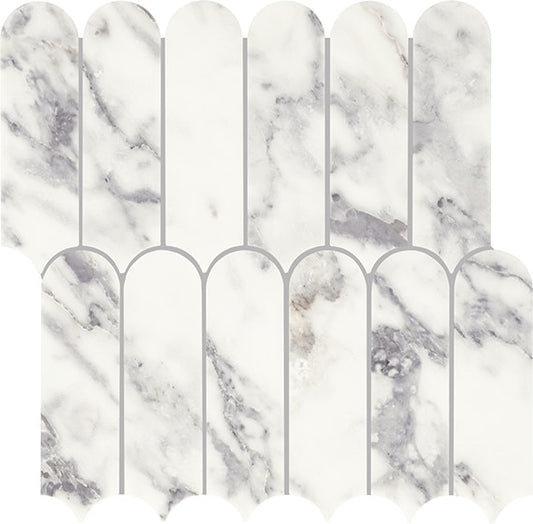 12x13 Eclessia Marble Scallop Fan Shell Mosaic Natural-Look Polished Smooth Marble Tile