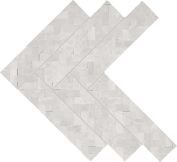14x15 Eclessia Marble Herringbone Mosaic Marble-Look Polished Smooth Marble Tile