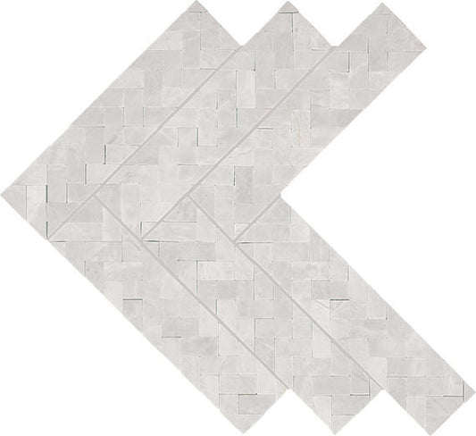 14x15 Eclessia Marble Herringbone Mosaic Marble-Look Polished Smooth Marble Tile