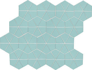 Aqua Teal - 12x15 Stagecraft Multi-Polygon Intricate Geometry Mosaic Solid-Color Glossy Smooth Ceramic Tile