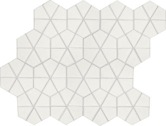 6x6 Stagecraft Multi-Polygon Intricate Geometry  Mosaic Solid-Color Glossy Smooth Ceramic Tile White Gloss