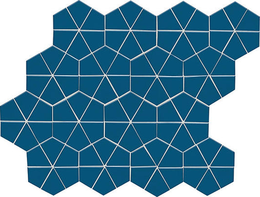 6x6 Stagecraft Multi-Polygon Intricate Geometry  Mosaic Solid-Color Glossy Smooth Ceramic Tile Deep Blue