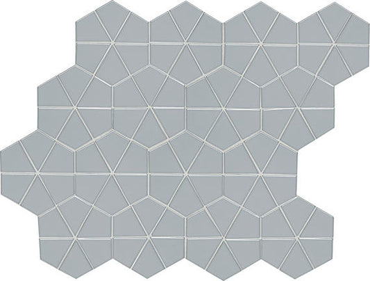 6x6 Stagecraft Multi-Polygon Intricate Geometry  Mosaic Solid-Color Glossy Smooth Ceramic Tile Soft Gray