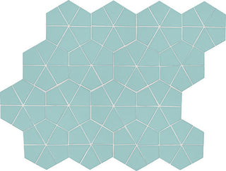 Aqua Matte - 12x15 Stagecraft Multi-Polygon Intricate Geometry Mosaic Solid-Color Matte Smooth Ceramic Tile