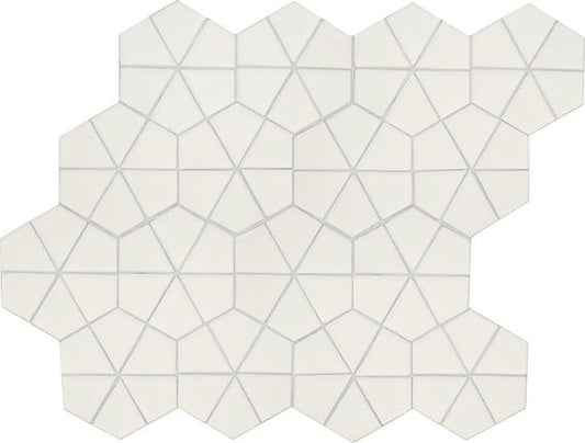 6x6 Stagecraft Multi-Polygon Intricate Geometry  Mosaic Solid-Color Matte Smooth Ceramic Tile White Matte