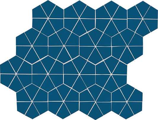6x6 Stagecraft Multi-Polygon Intricate Geometry  Mosaic Solid-Color Matte Smooth Ceramic Tile Navy Matte