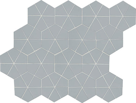 6x6 Stagecraft Multi-Polygon Intricate Geometry  Mosaic Solid-Color Matte Smooth Ceramic Tile Matte Gray
