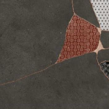 24x24 Kintsugi  Patterned Mixed-Material Look Matte Smooth Porcelain Tile Charcoal Mix