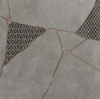 24x24 Kintsugi  Patterned Mixed-Material Look Matte Smooth Porcelain Tile Gray Mix