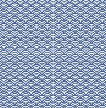 8x8 Kintsugi Wave  Patterned Mixed-Color Glossy Smooth Porcelain Tile Navy Blue