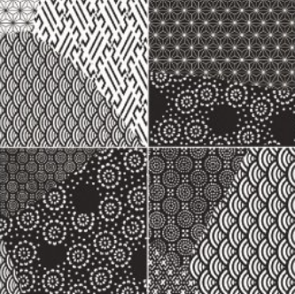 8x8 Kintsugi Patchwork  Patterned Mixed-Color Glossy Smooth Porcelain Tile Black White