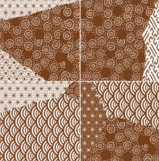 8x8 Kintsugi Patchwork  Patterned Mixed-Color Glossy Smooth Porcelain Tile Rust Brown