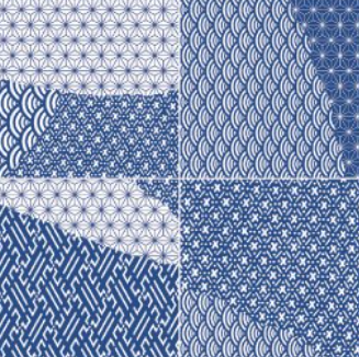 8x8 Kintsugi Patchwork  Patterned Mixed-Color Glossy Smooth Porcelain Tile Navy Blue