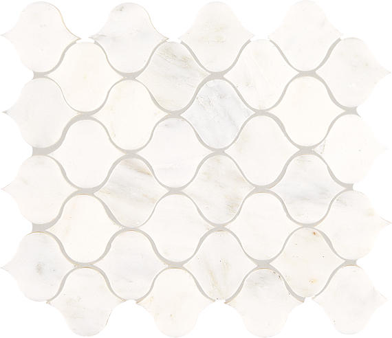 13x11 Marble Arabesque Leaf  Mosaic Stone-Look Polished Smooth Marble Tile Soft Cream
