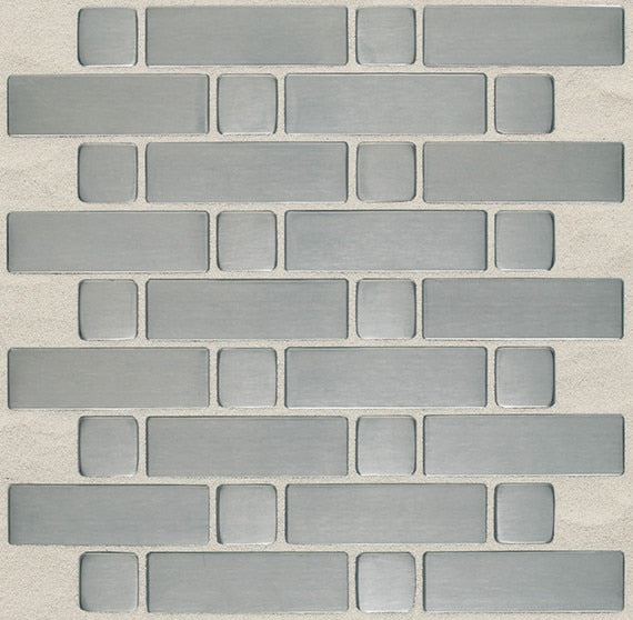 12x12 Metallica Lattice Weave  Mosaic Metallic-Look Satin Smooth Metal Tile Silver Gray