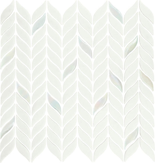 2 Stagecraft Hexagon Petal Floral  Mosaic Solid-Color Matte Smooth Glass Tile Ice White