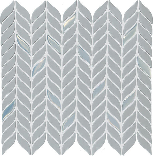 2 Stagecraft Hexagon Petal Floral  Mosaic Solid-Color Matte Smooth Glass Tile Cool Gray