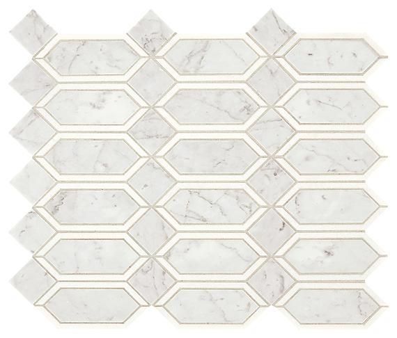 15x13 Castellina Stone Mosaics Hexagon  Mosaic Natural-Look Polished Smooth Stone Tile Soft Gray