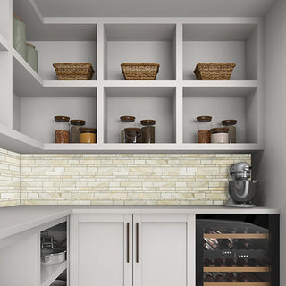 Ivory Gray - 12x12 Sublimity Random Pattern Linear Mosaic Marble-Look Honed Natural Marble Tile
