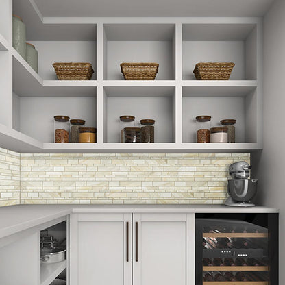12x12 Sublimity Random Pattern Linear Mosaic Marble-Look Honed Natural Marble Tile Ivory Gray