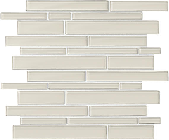 11x13 Amity Linear  Mosaic Solid-Color Glossy Smooth Glass Tile Taupe Glass
