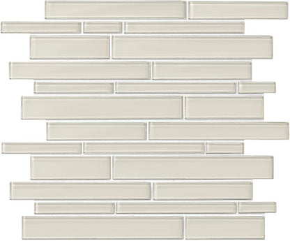 11x13 Amity Linear  Mosaic Solid-Color Glossy Smooth Glass Tile Taupe Glass