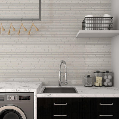 11x13 Amity Linear  Mosaic Solid-Color Glossy Smooth Glass Tile Taupe Glass
