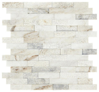 12x12 Predella Random Pattern Linear Mosaic Mixed-Material Honed Smooth Stone Tile